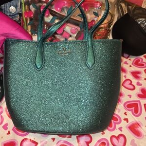 Kate Spade Green Glitter Tote Bag